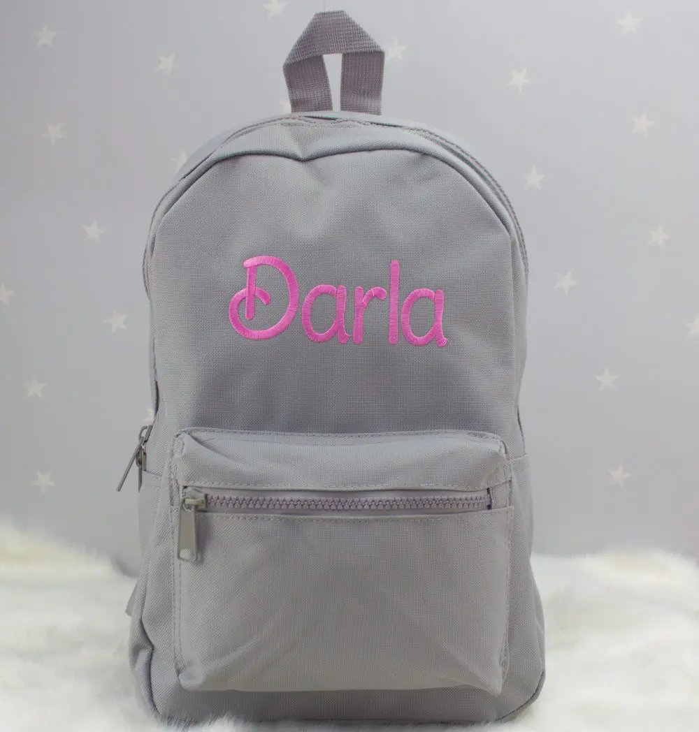 personalised grey nursery backpack