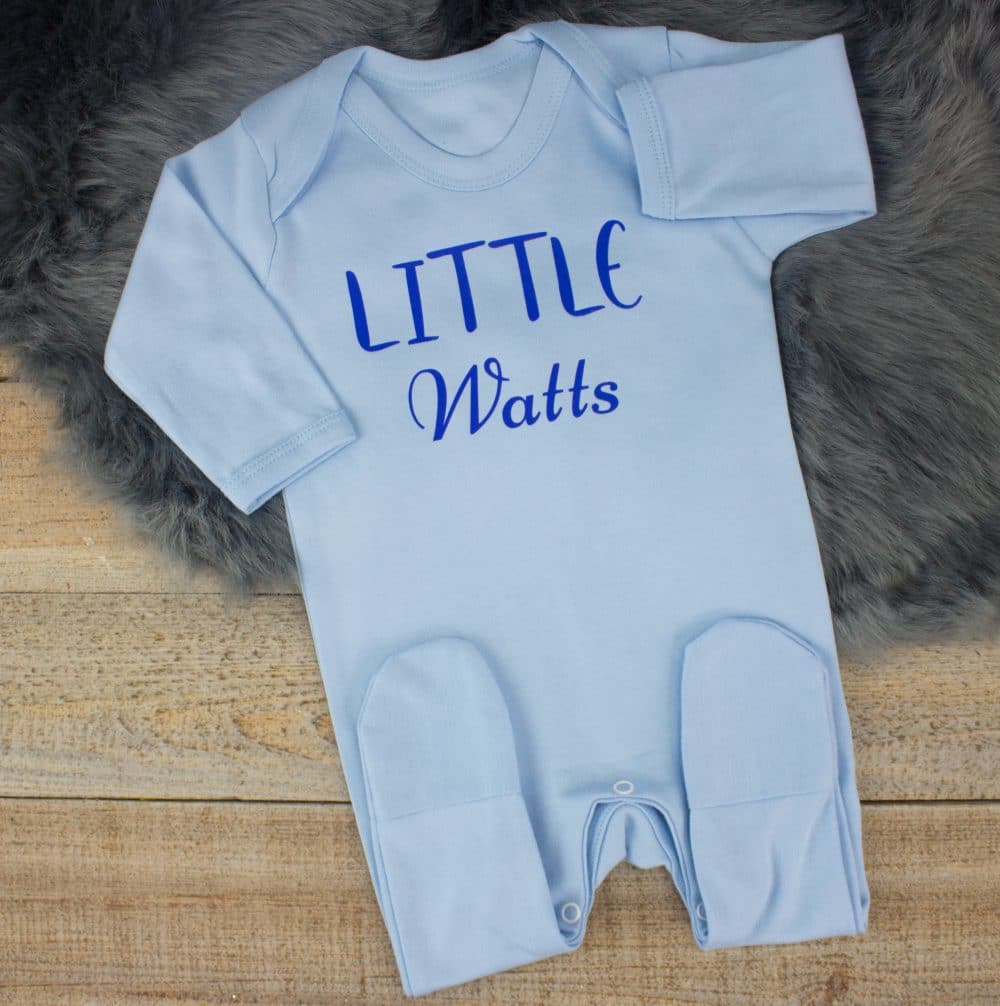 Personalised Blue Baby Shower Sleepsuit