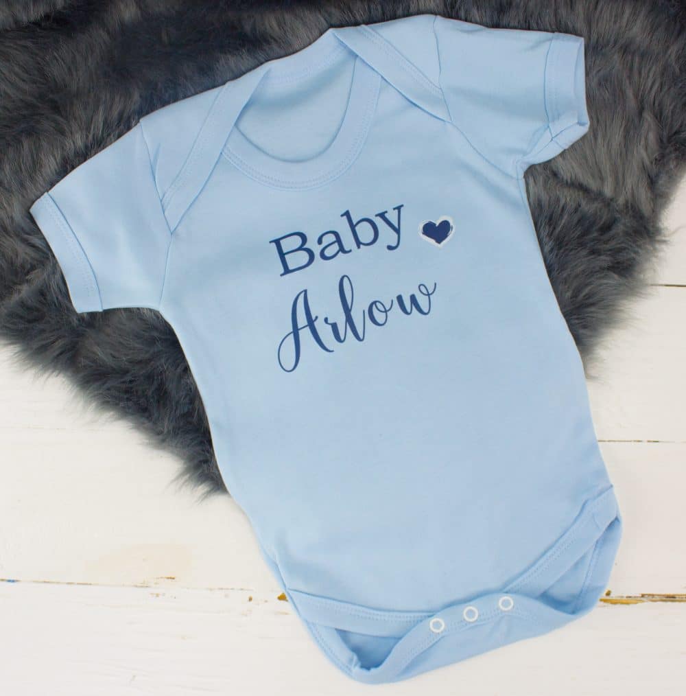 Personalised Blue ‘Baby’ Shower Bodysuit