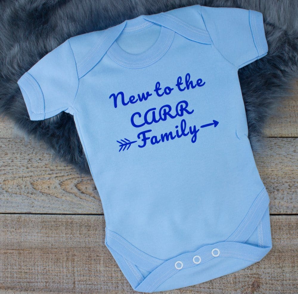 Personalised Blue ‘New to the Family’ Bodysuit