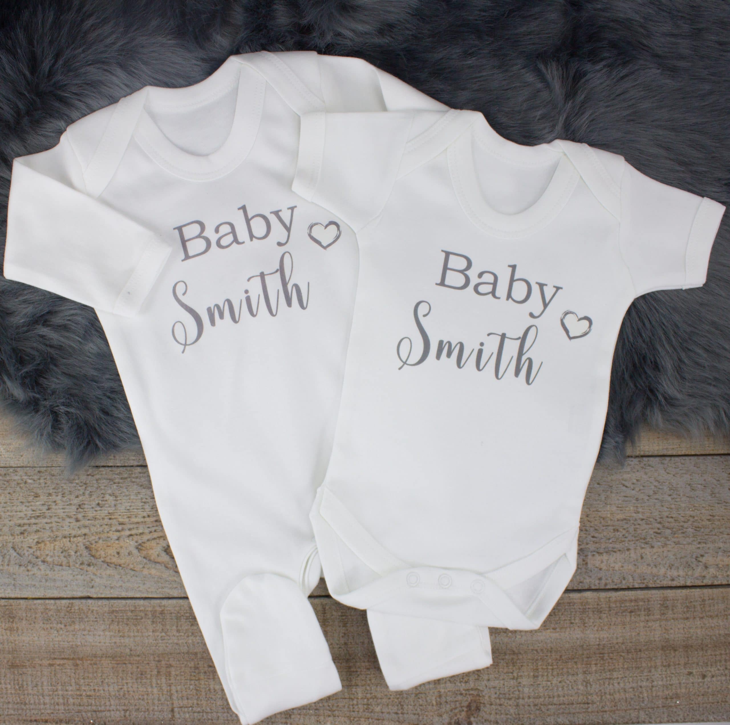 Personalised White ‘Baby’ Shower Clothes Gift Set