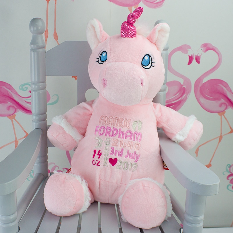 Personalised Pink ‘Aurora’ Unicorn Cubbie
