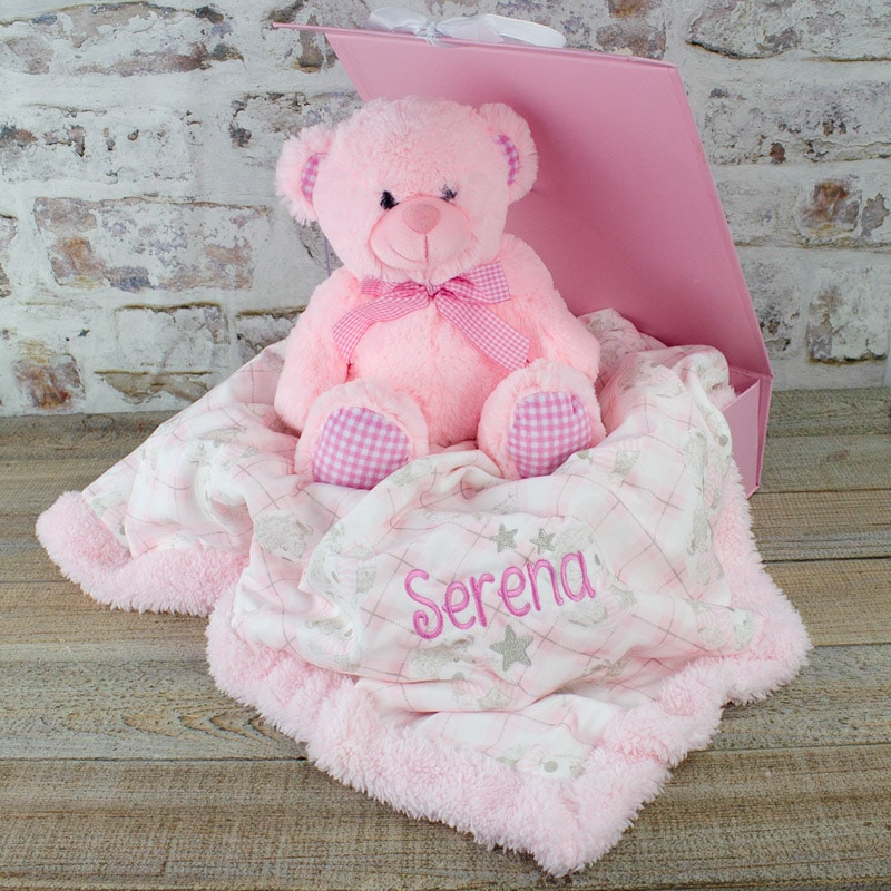 Personalised Baby Girl Teddy Bear Gift Set | Heavensent Baby Gifts