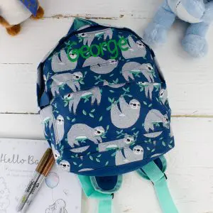Personalised kids Backpack - Sloth Baby Gift