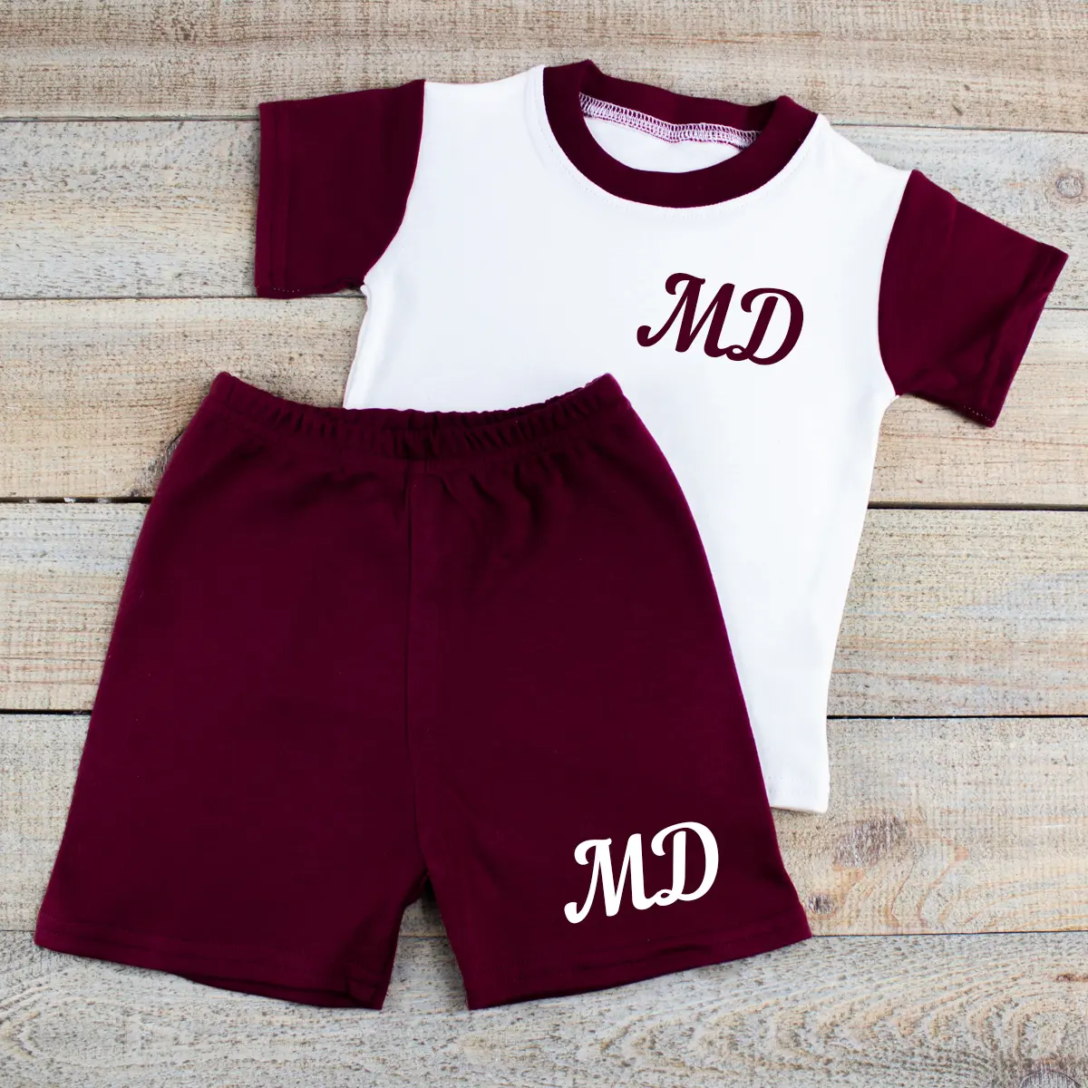 Personalised Maroon Baby Summer Clothes Set