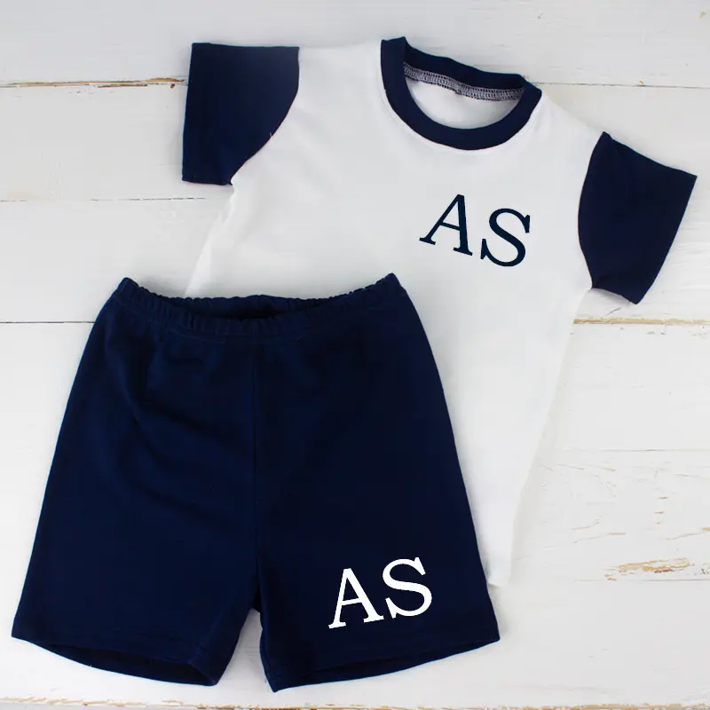 Personalised Navy Baby Boy Summer Loungewear