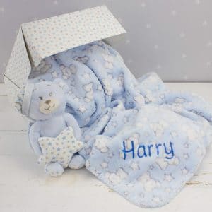 Personalised Baby Boy Teddy Bear Gift Set