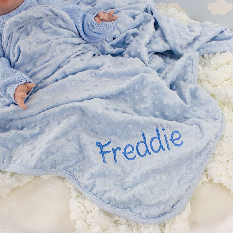 Personalised Blue Bobble Baby Blanket