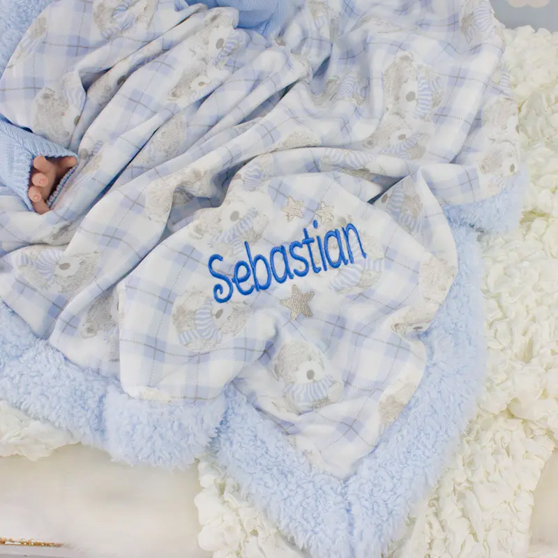 Personalised Baby Boy Blue Blanket