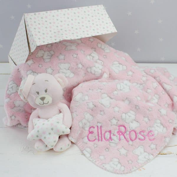 Personalised Pink Teddy Bear Gift Set