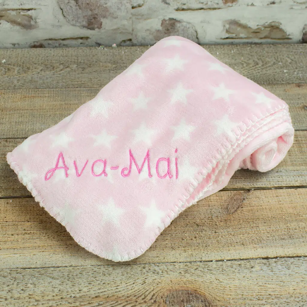 Personalised Pink Star Baby Blanket