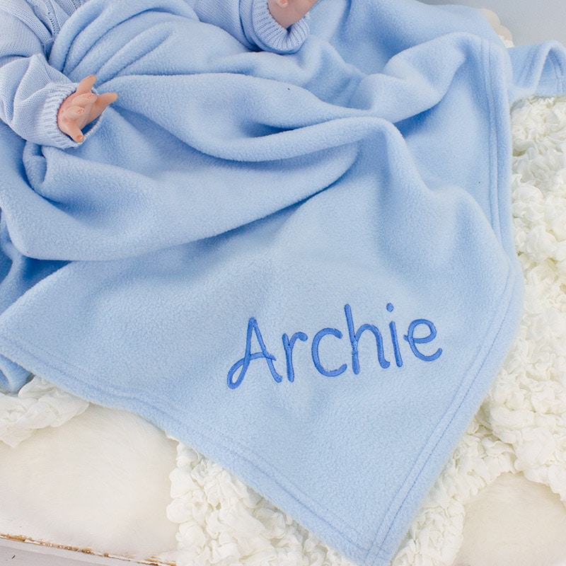 Personalised Baby Boy Blue Blanket