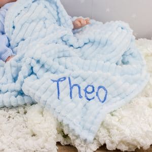personalised baby boy blue blanket