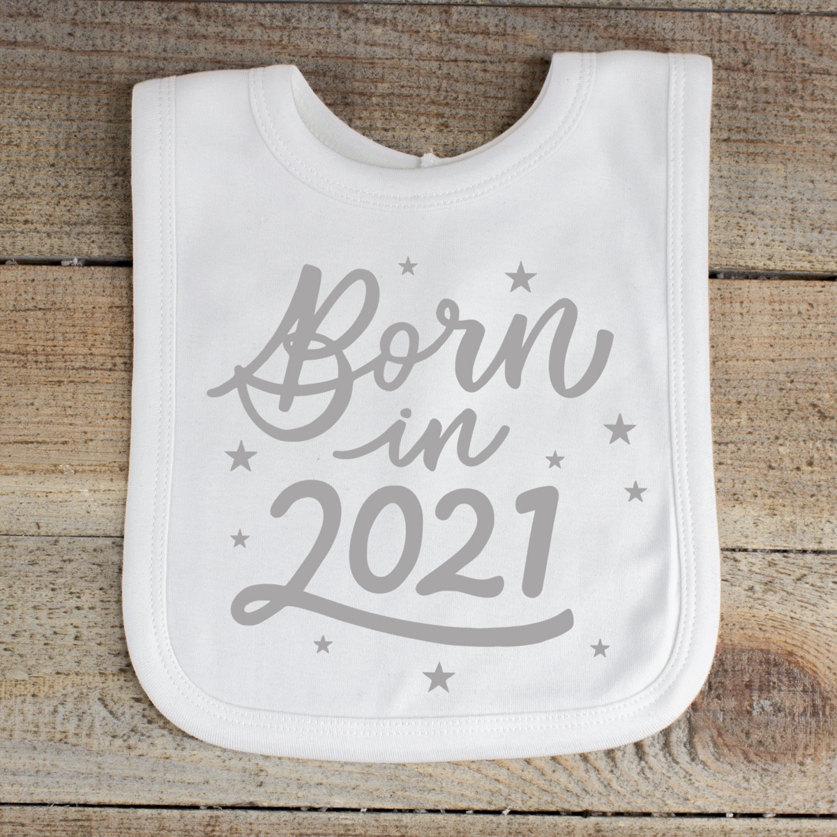 Born in '2021' White Baby Bib