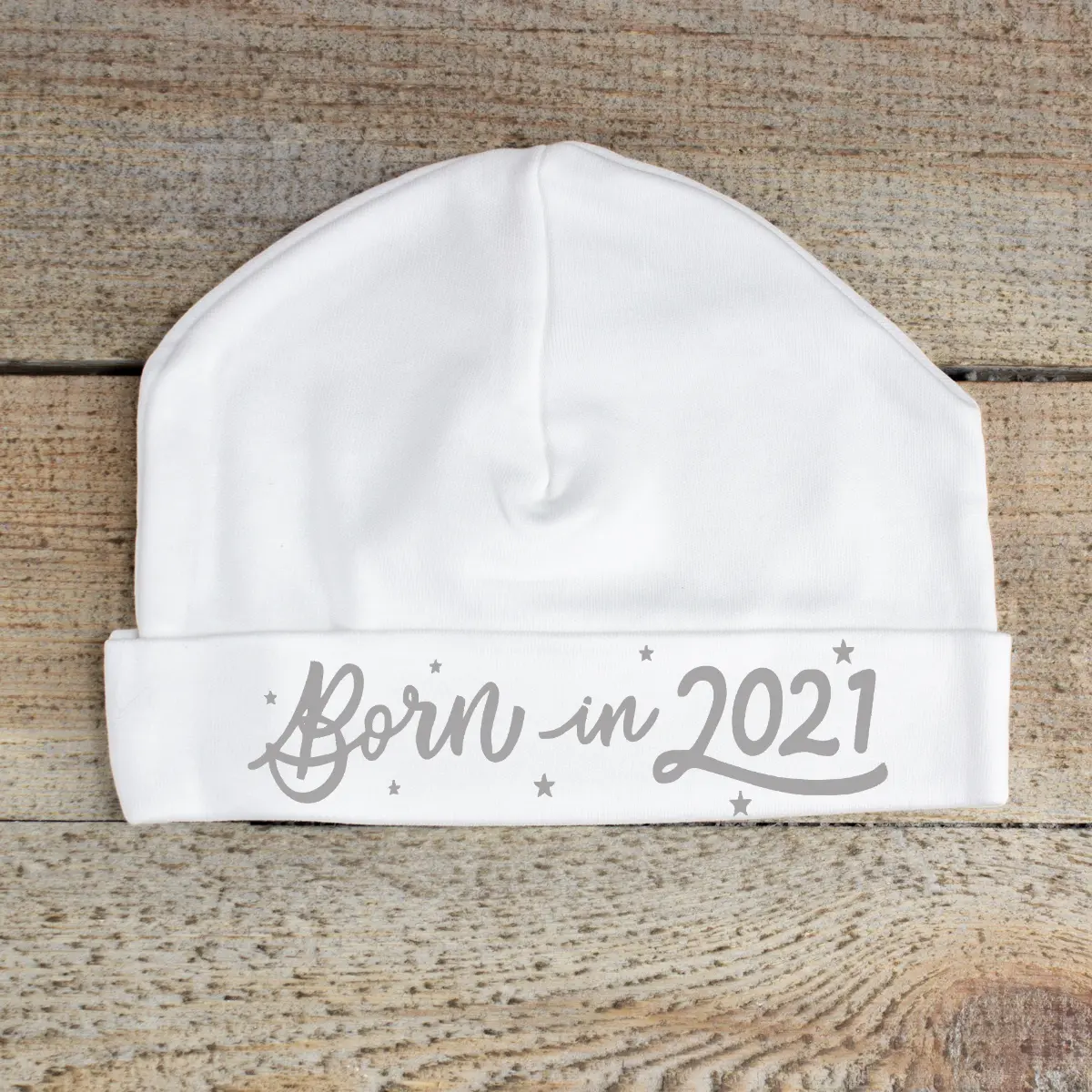 Born in '2021' White Baby Hat