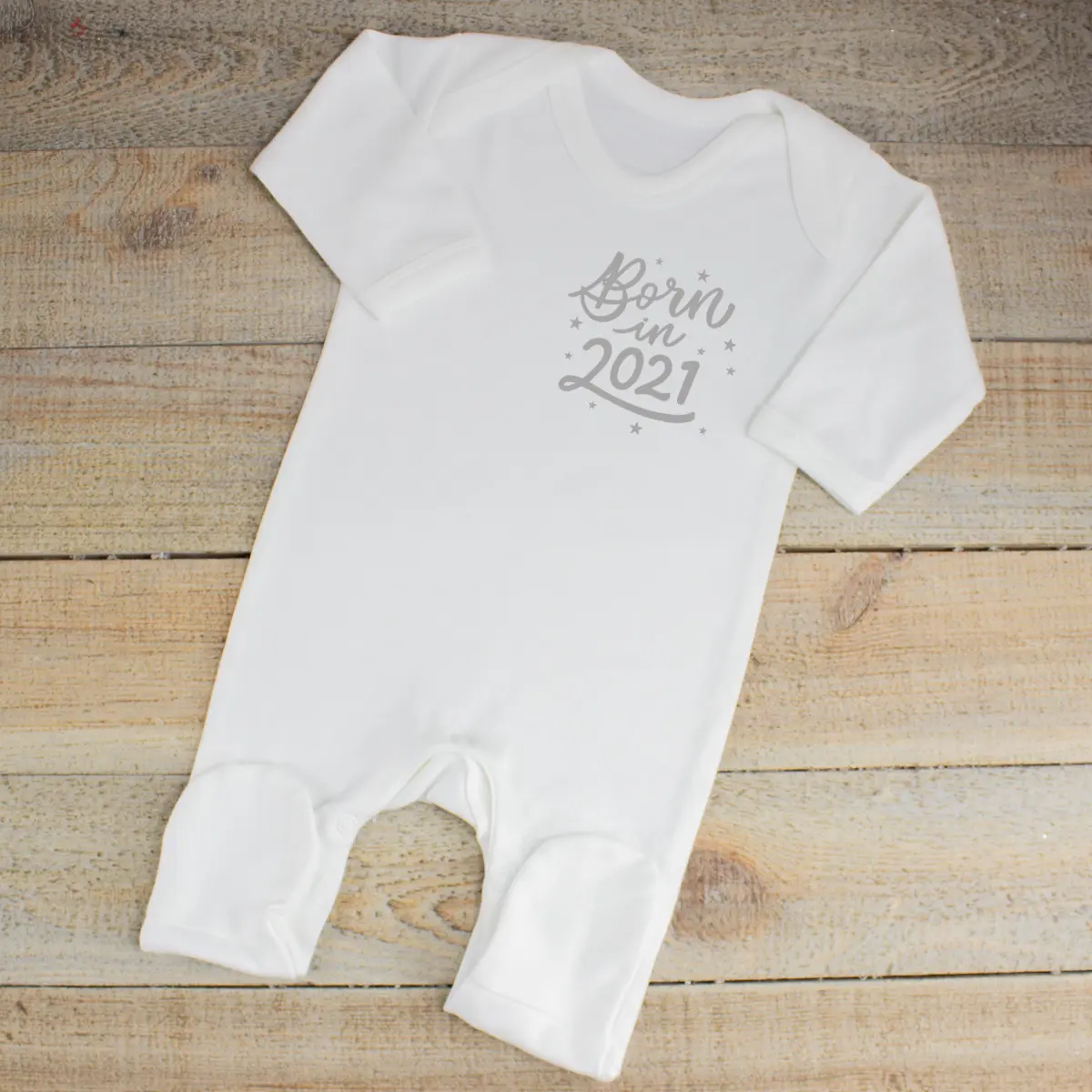 Born in '2021' White Baby Sleepsuit