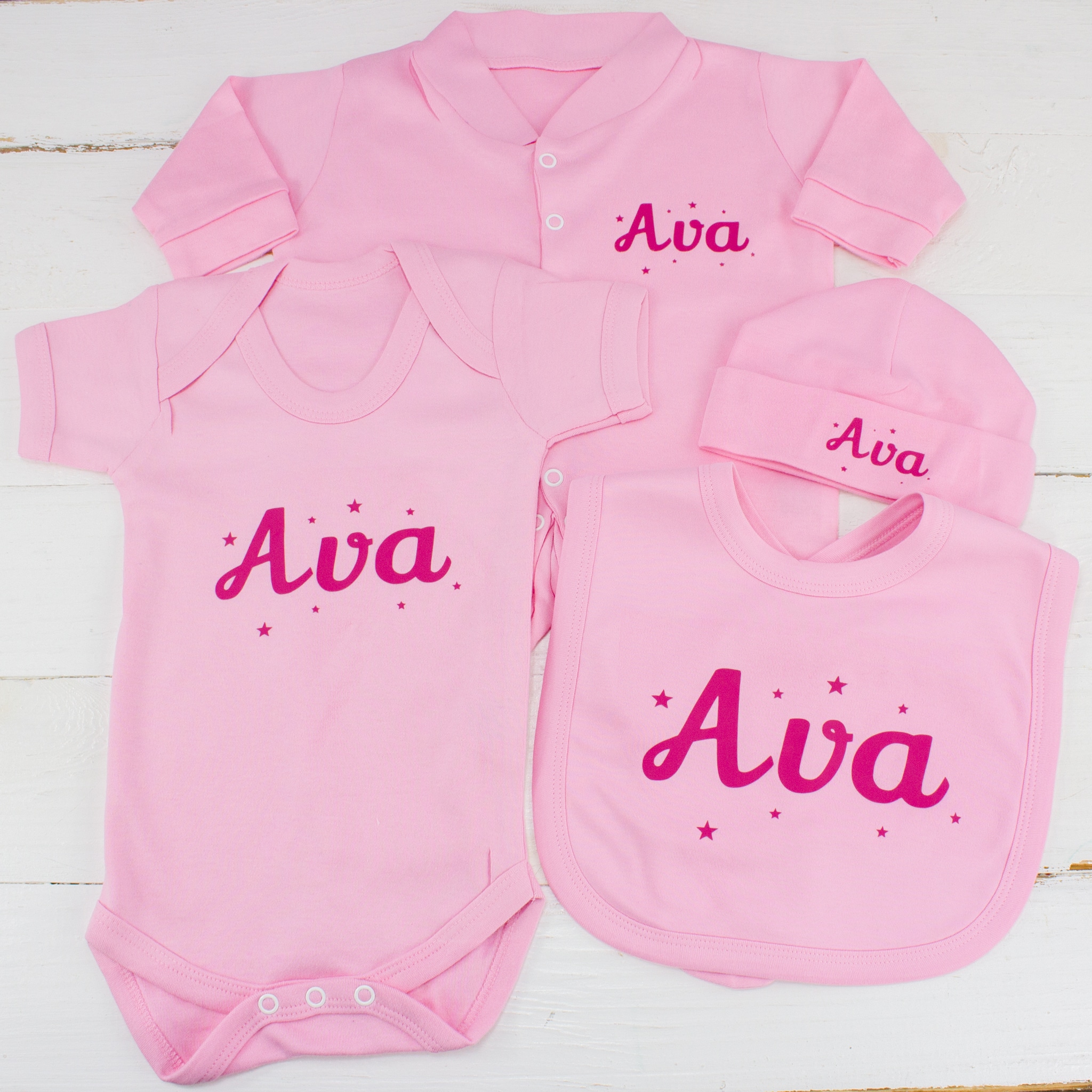 Personalised Baby Girl Pink ‘Starter’ Clothes Set