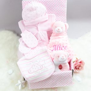 Personalised baby girl gift hamper