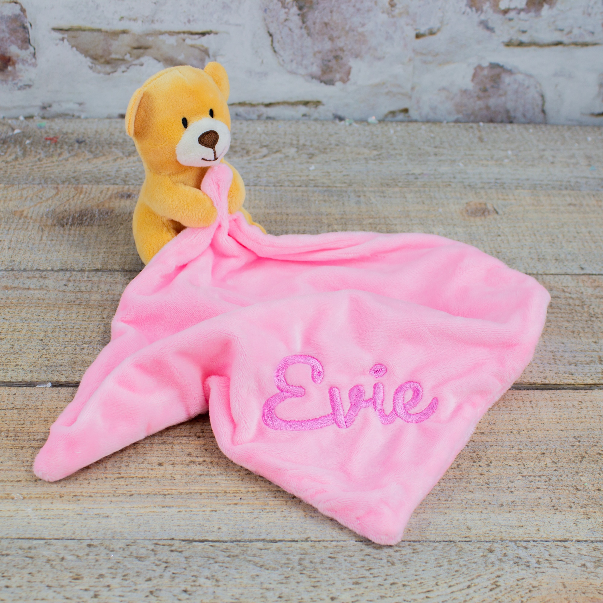 Personalised Pink Teddy Bear Comforter
