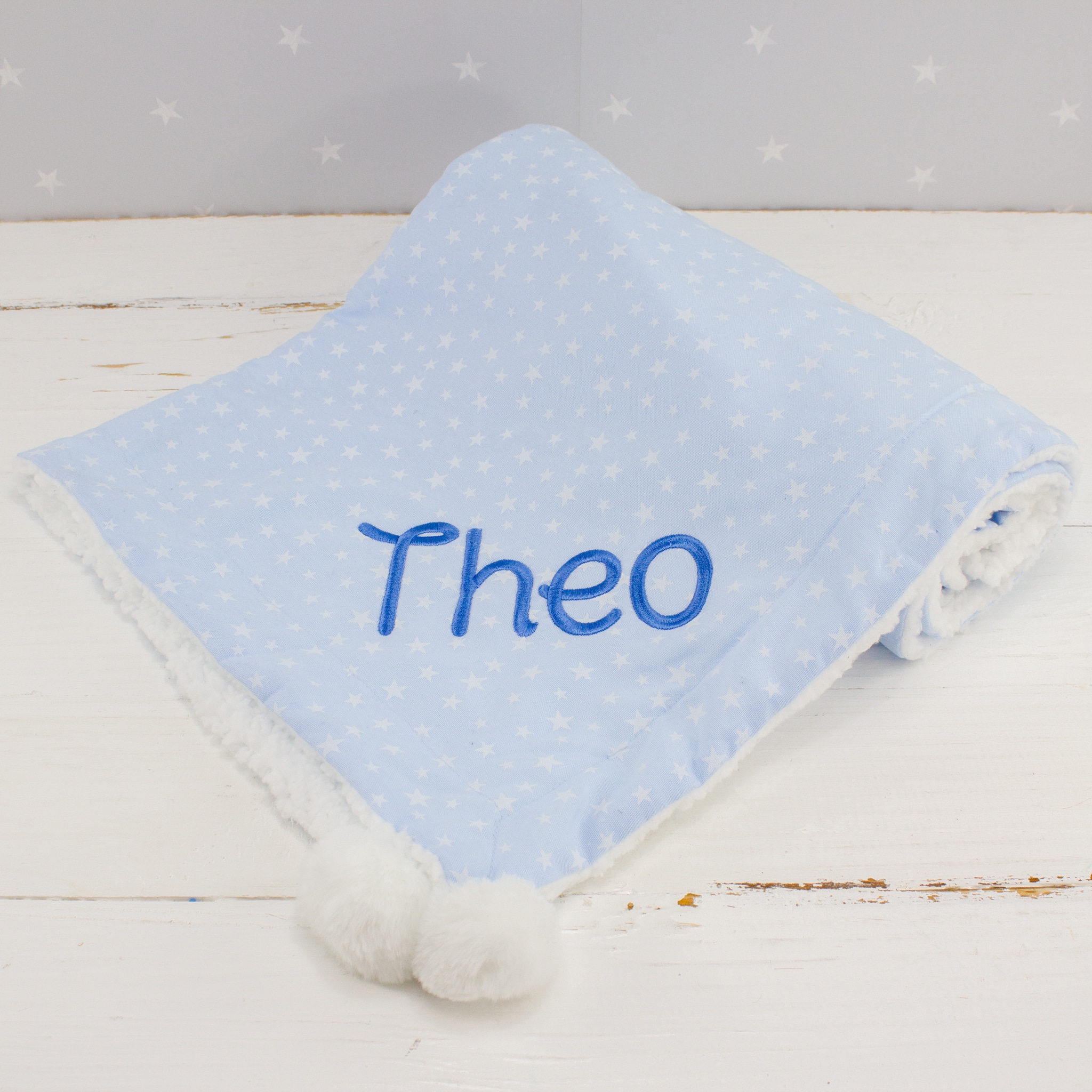 Personalised Blue Star Baby Blanket Heavensent Baby Gifts