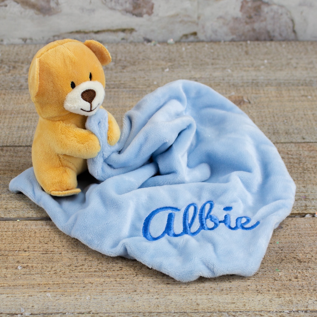 Personalised Baby Boy Teddy Bear Comforter
