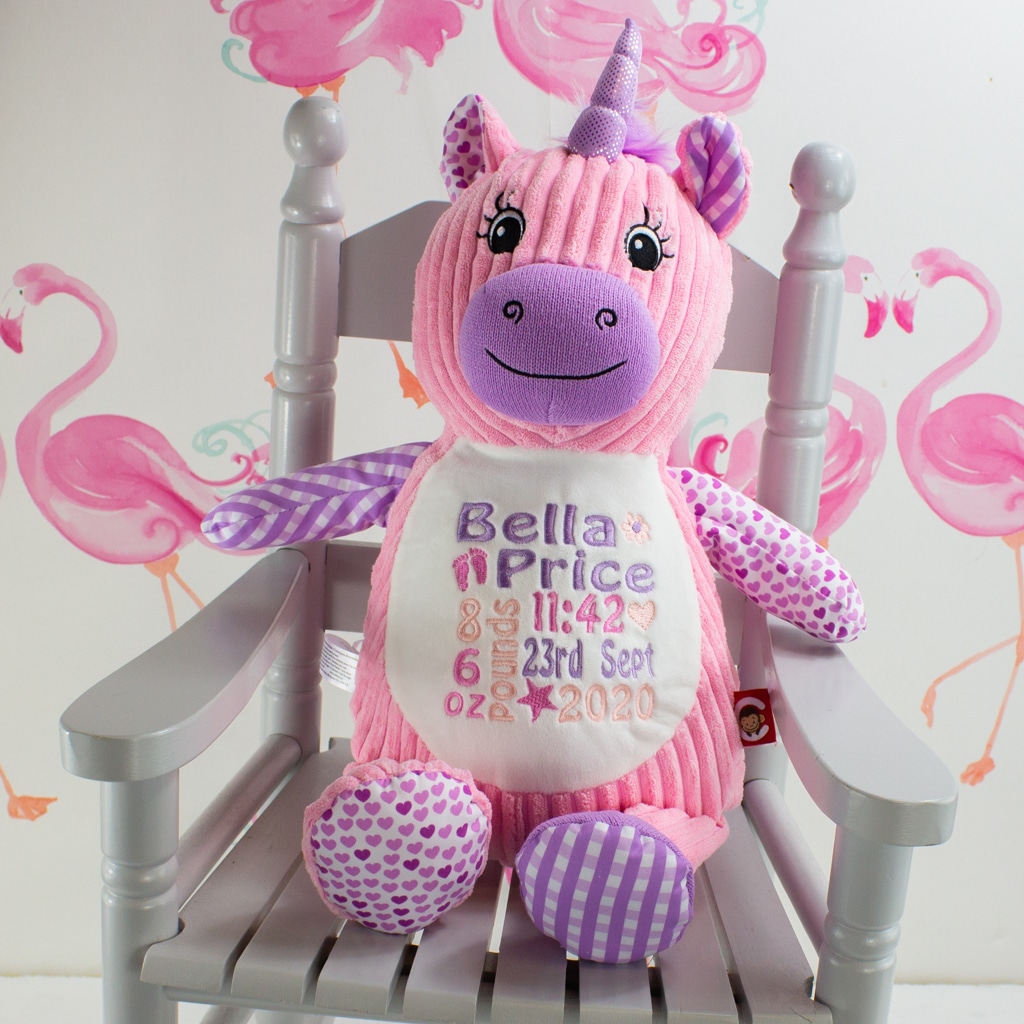 Personalised Pink Patchwork Unicorn Soft Toy