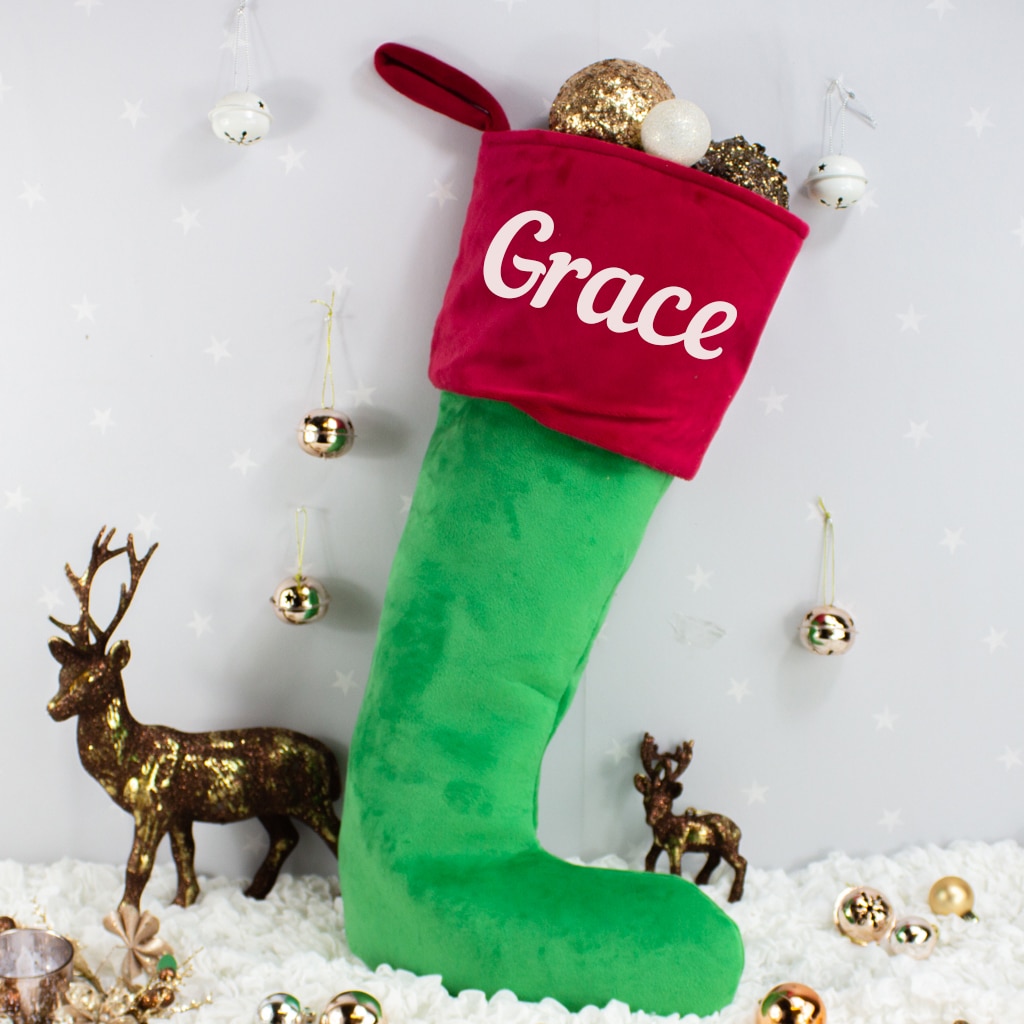 Personalised Large Green Christmas Stocking