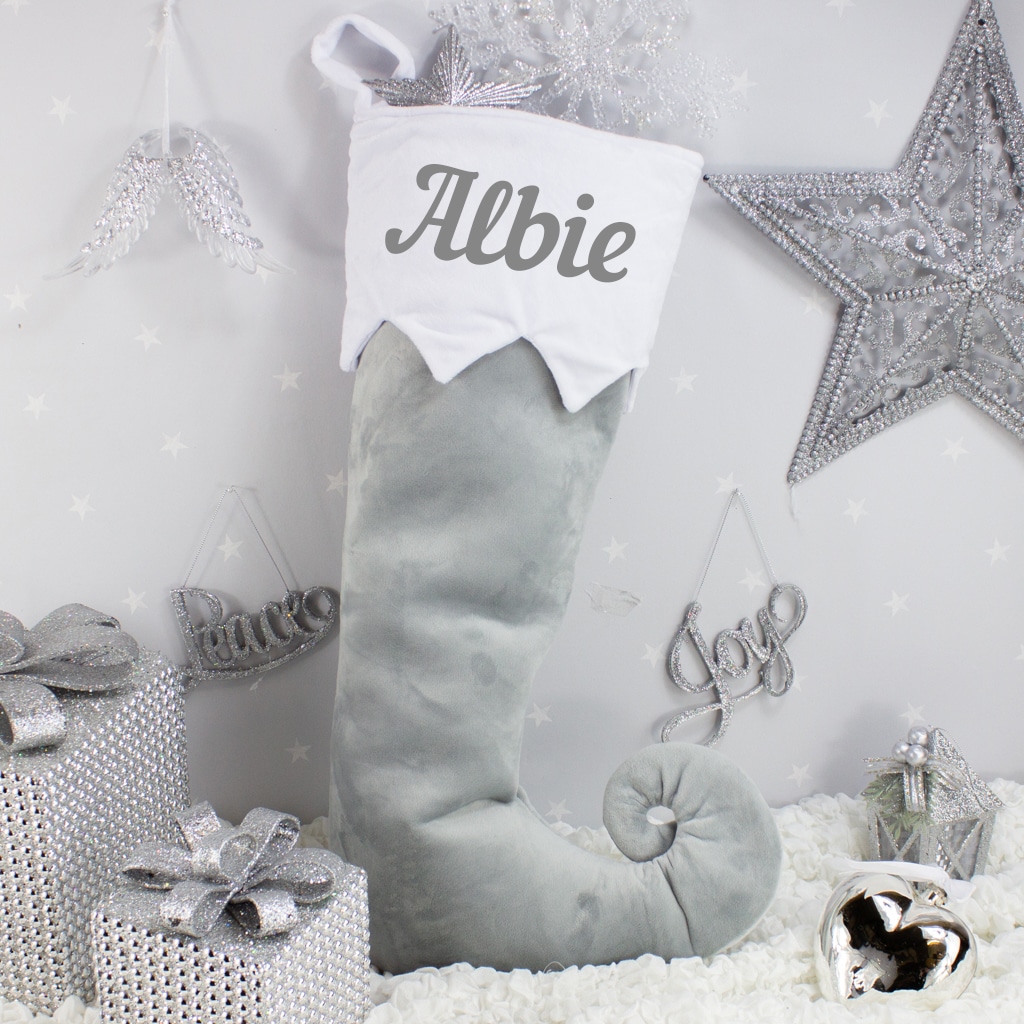 Personalised Large Grey Christmas Stocking