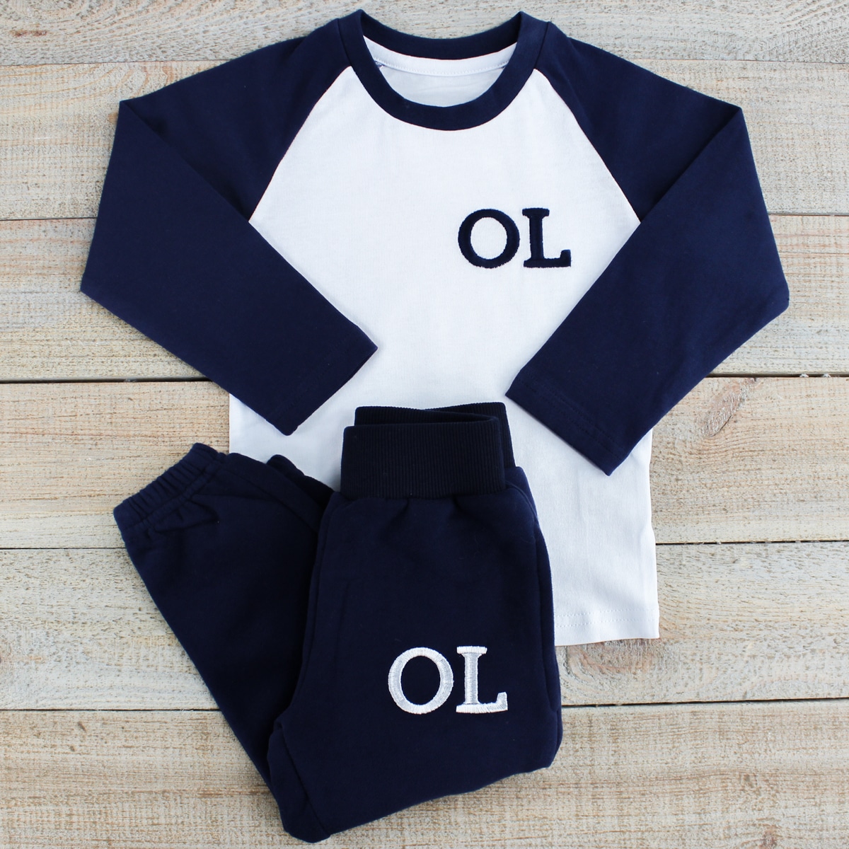 Personalised Navy & White Baby/Toddler Loungesuit