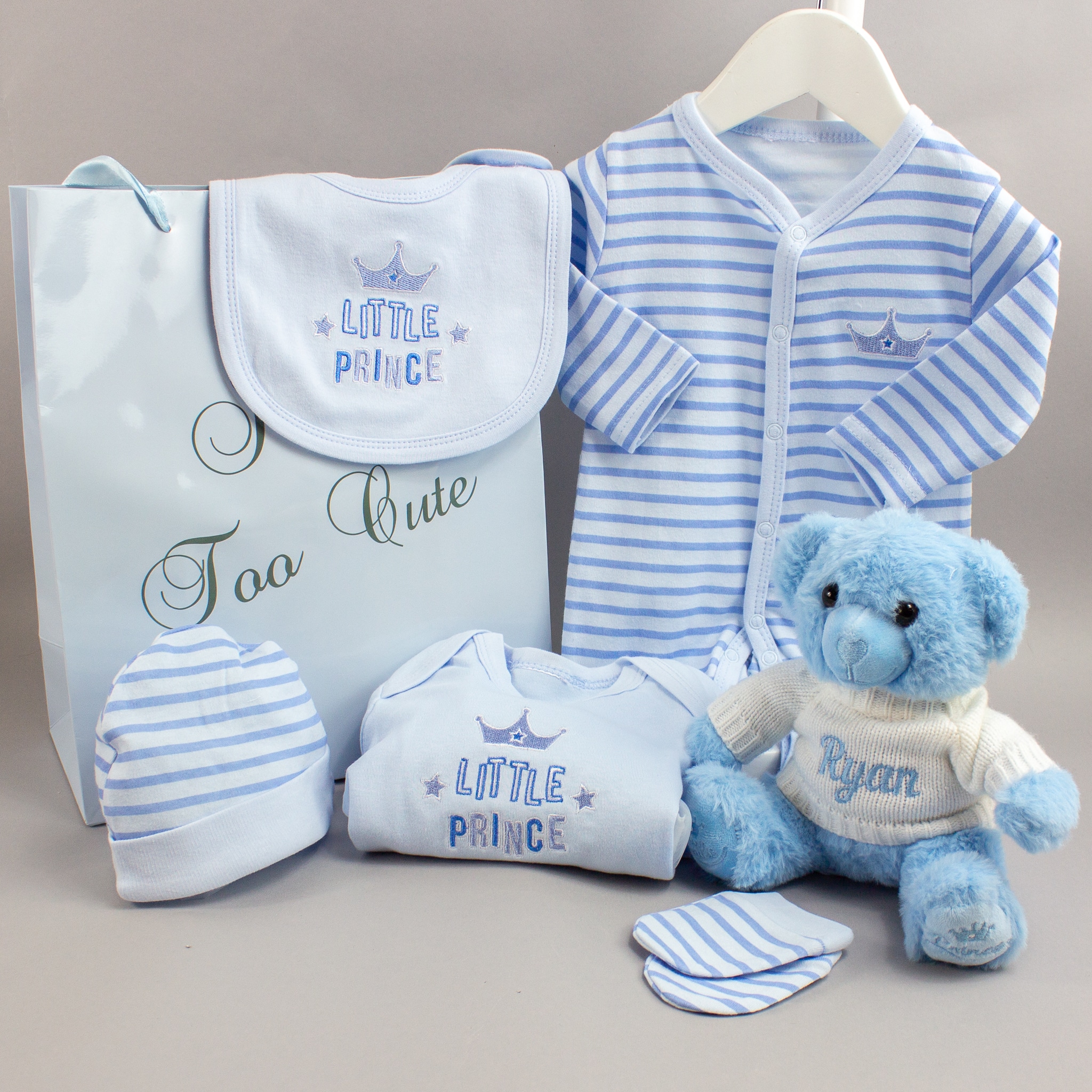 Personalised Blue Baby Boy Clothes Gift Set
