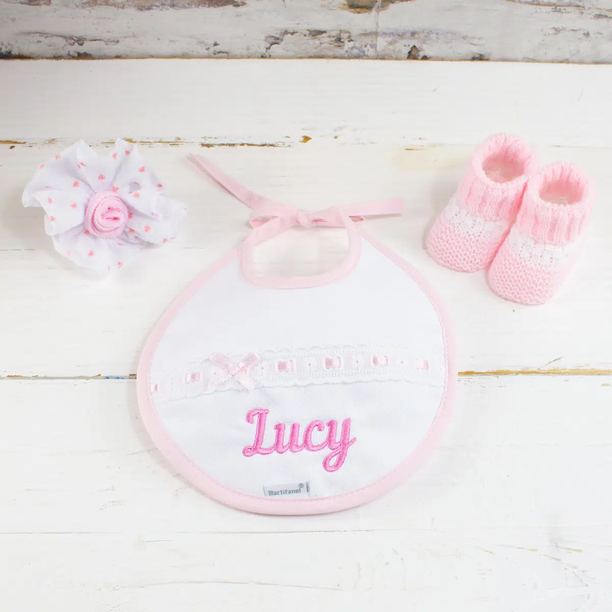 Personalised Baby Girl Pink Gift Hamper - Baby Bib & Accessories