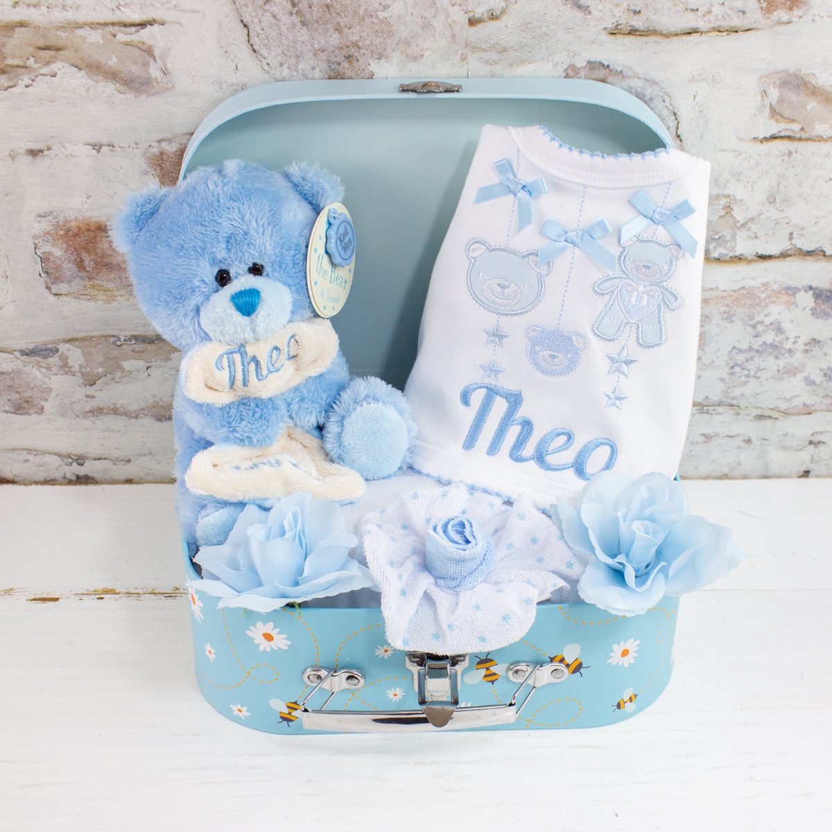 Personalised ‘Bear & Bib’ Baby Boy Gift Set