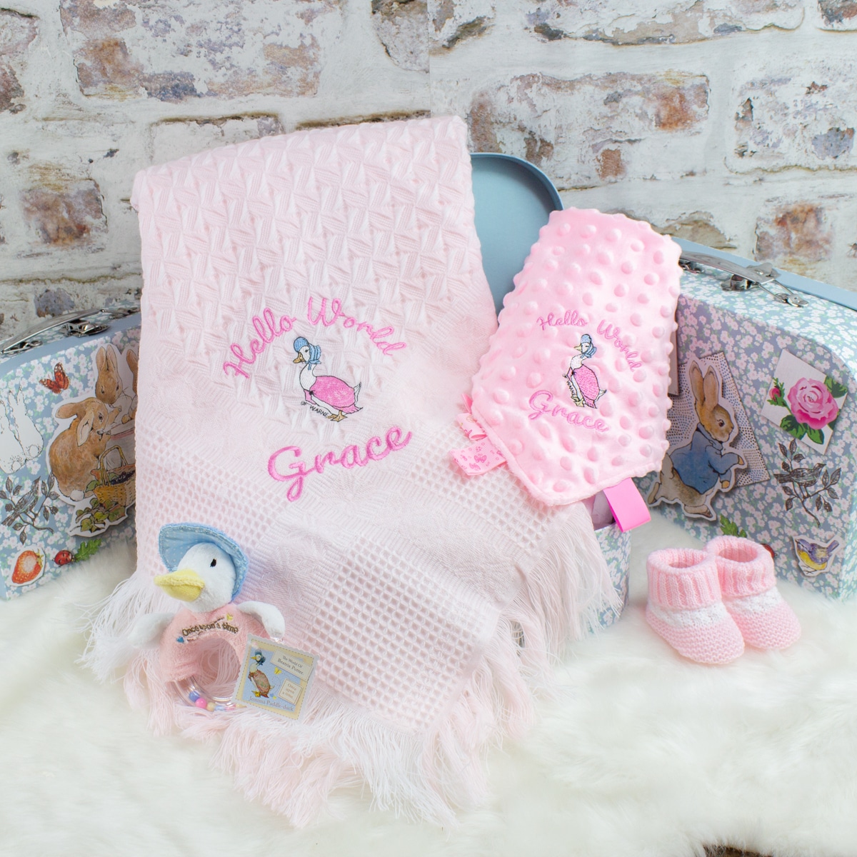 Personalised Jemima Puddle-Duck ‘Snuggle’ Baby Gift Hamper