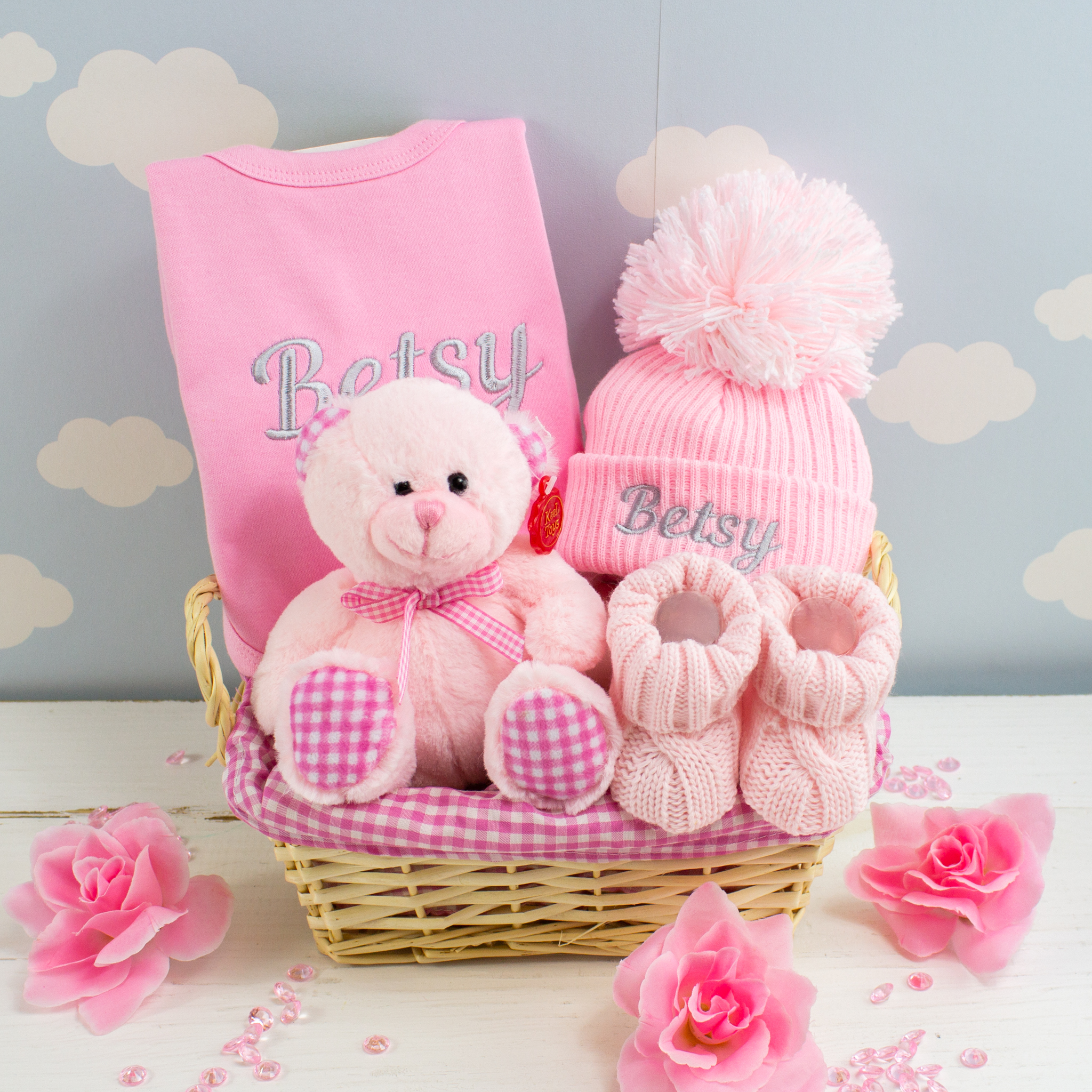 Personalised Pink ‘Baby Must Have’ Gift Basket