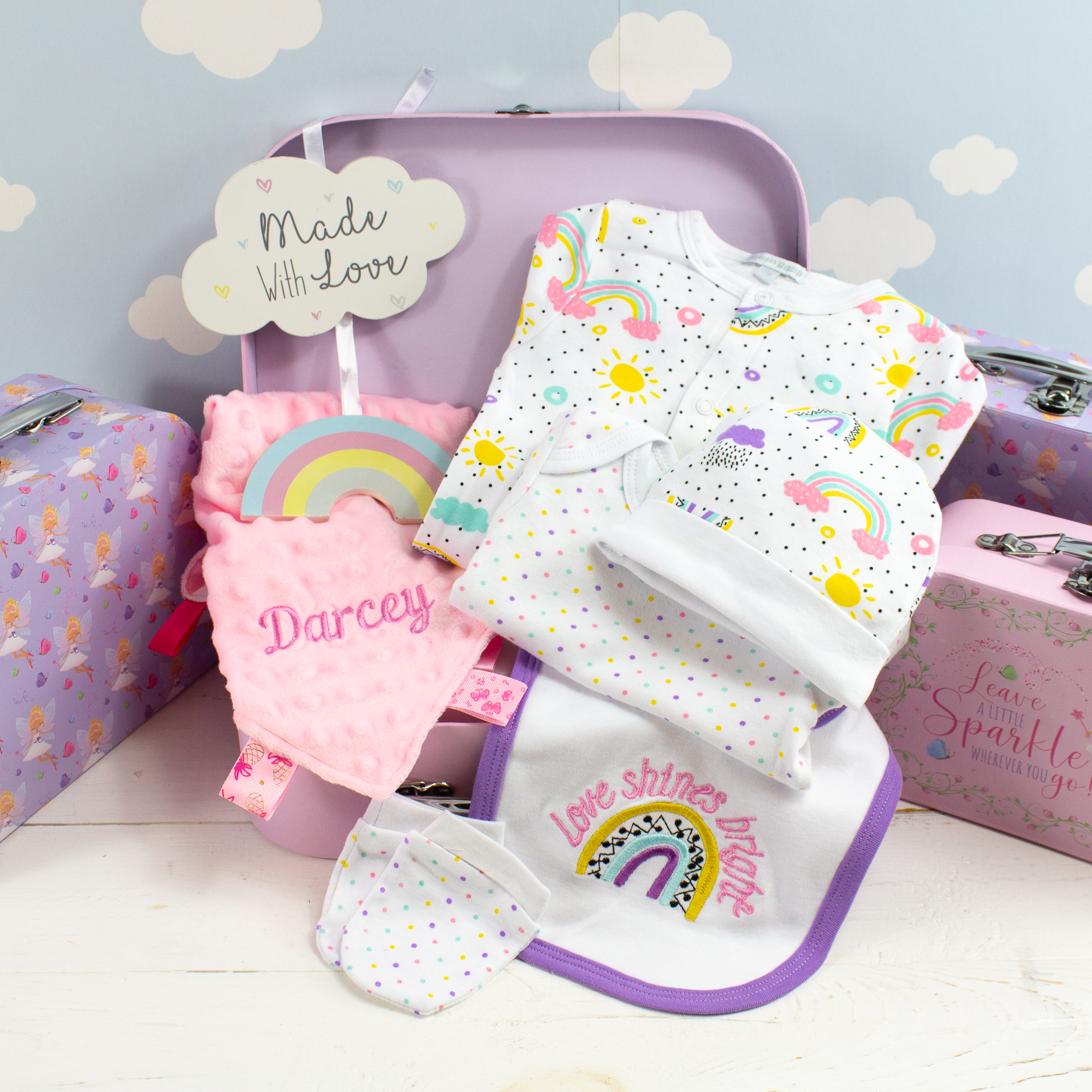 Personalised Baby Girl ‘Over the Rainbow’ Gift Set