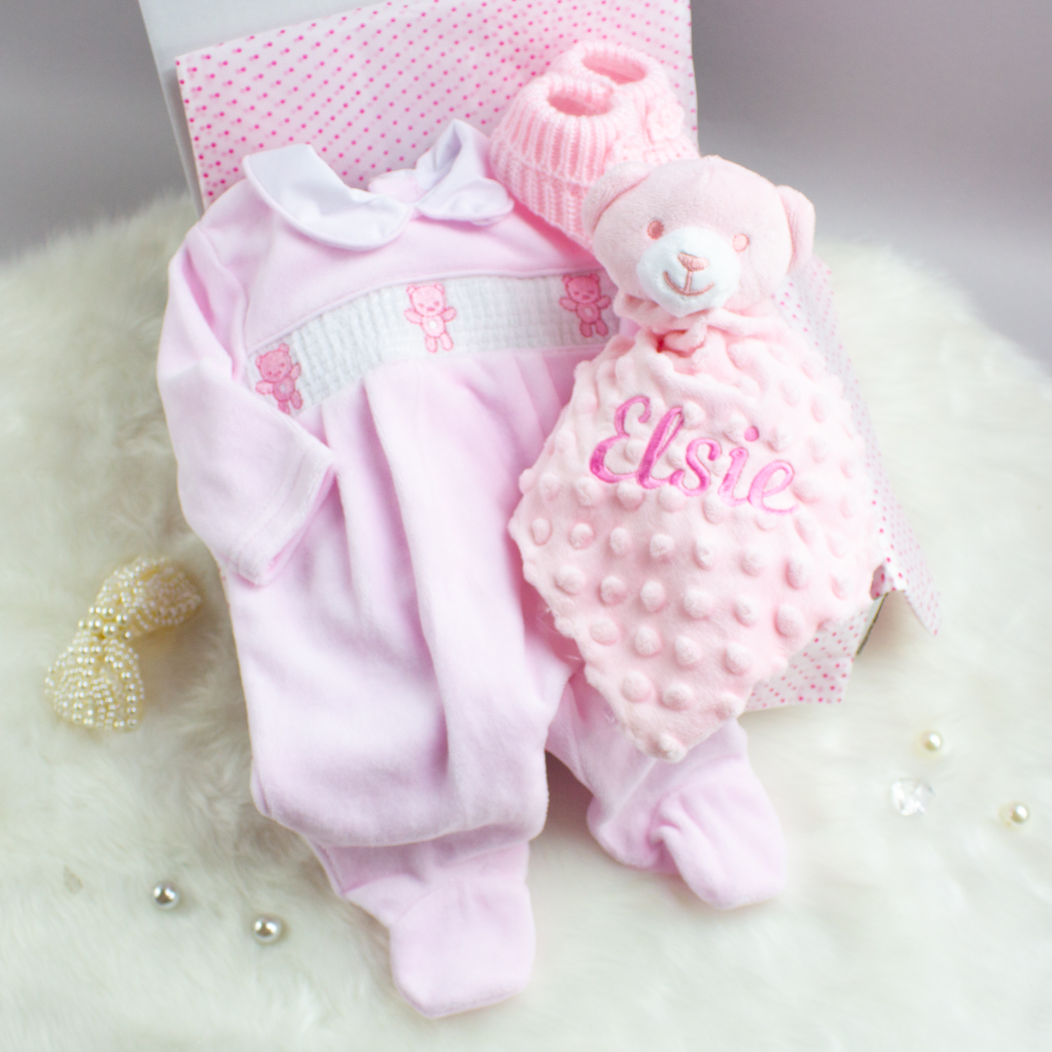 Personalised Baby Girl Teddy Bear clothes gift