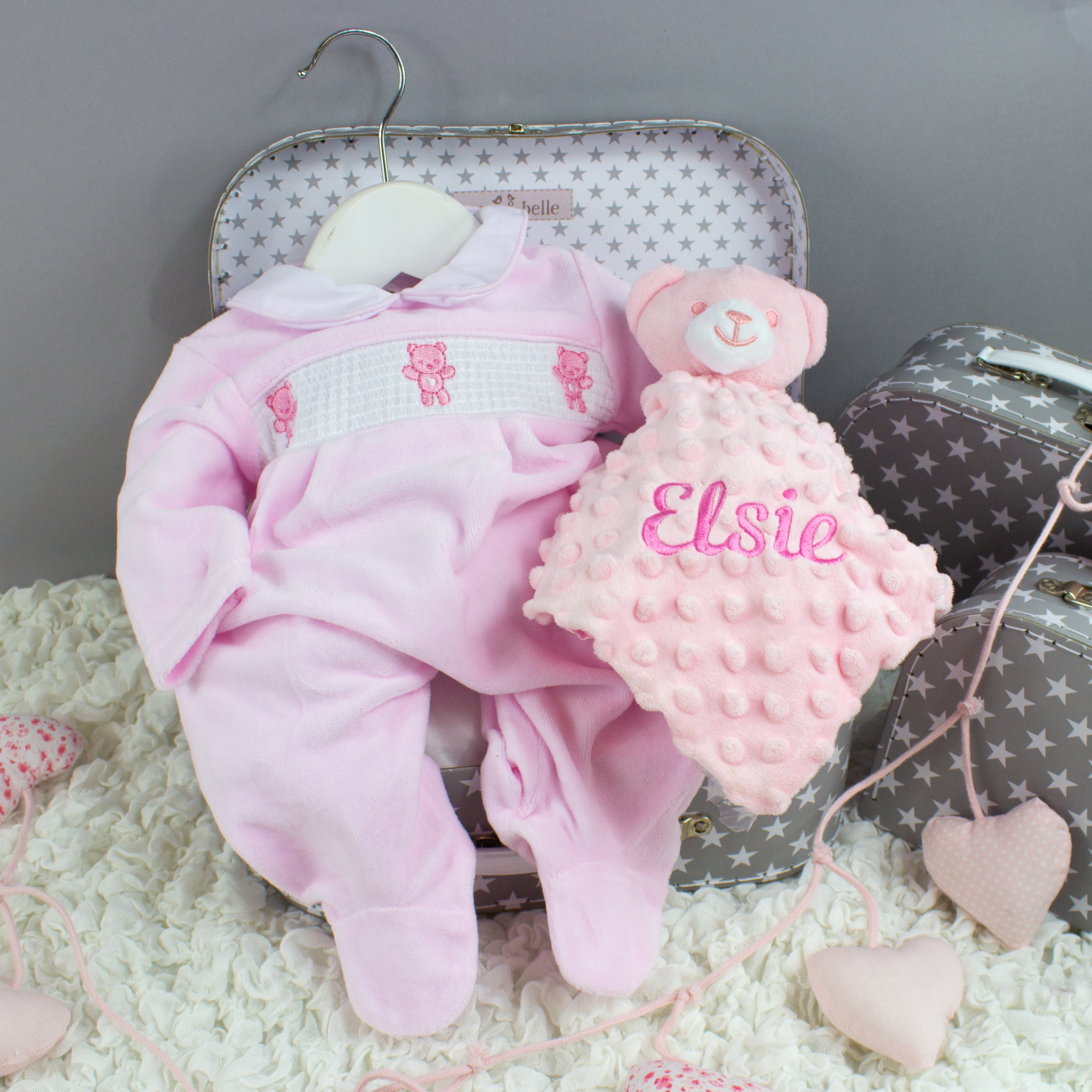 Personalised Pink Baby Bears Gift Set