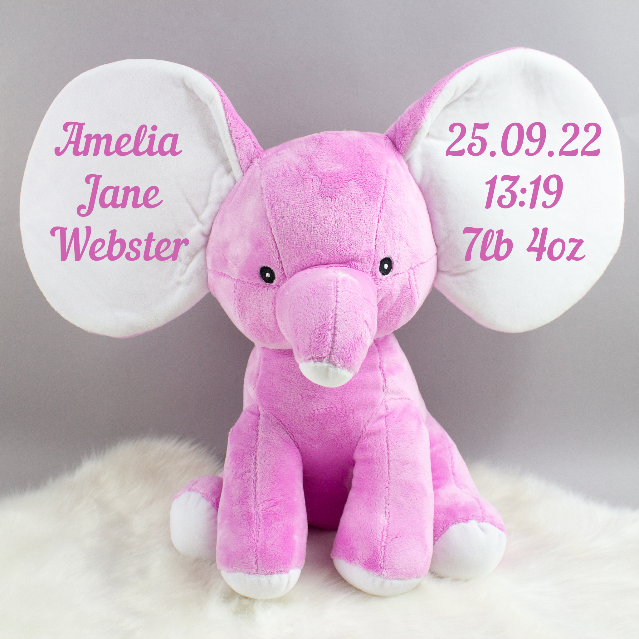Personalised Baby Girl Elephant Soft Toy