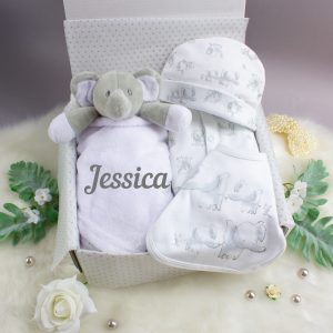Personalised neutral baby clothes gift hamper